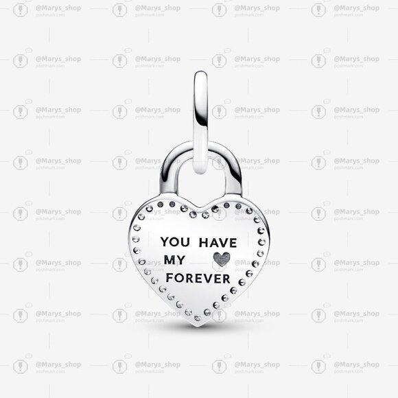 Pandora Two-tone Twistable Heart Padlock Double Dangle Charm - Picture 2 of 6